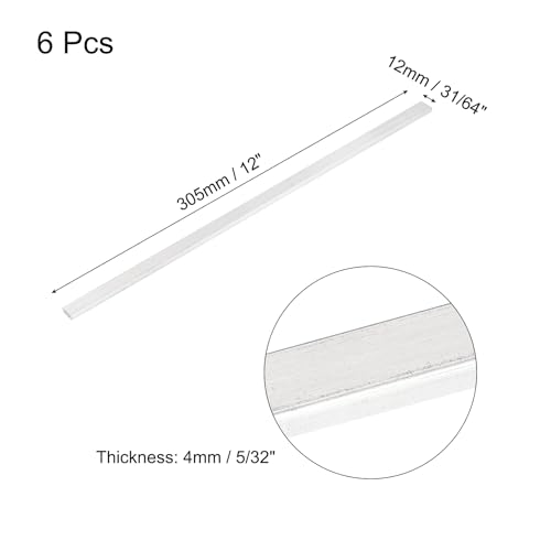 Image of MECCANIXITY 6 Pcs Square Aluminum Flat Bar, 5 /32 inch (4mm) Thick x 31 /64 inch (12mm) Width x 12 inch (305mm) Long 6061 Aluminum Flat Plate Solid New Mill Stock Silver for Industrial Building