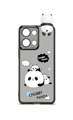 Image of Charvi Cute Panda Case for Vivo Y11 5G 2026, Cartoon Design with 3D Panda Topper, Translucent Grey | Protective Cover with Camera Lens