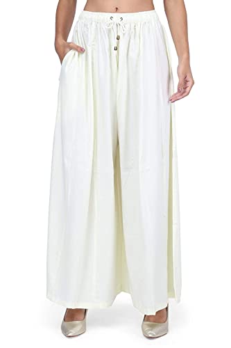 Image of TNQ Full Flared Cotton Palazzo Pants || Gold Print Printed Sharara Garara || Ethnic Or Casual Wear