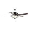 Jonathan y jyl9609a moravia farmhouse rustic iron star shade led ceiling fan with remote for bedroom living room dining room 52 5 light black  urban country home decor