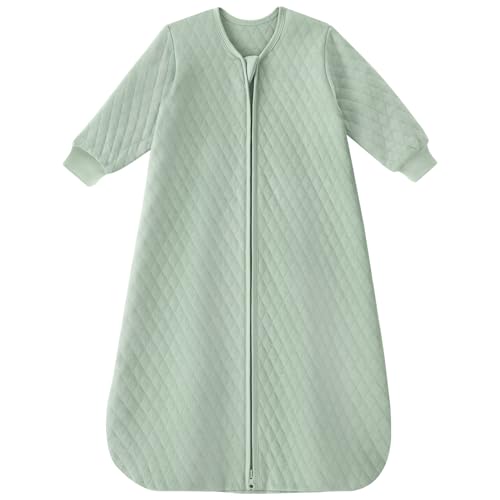 Image of Yoofoss Baby Sleep Sack 0-6 Months 1.0 Tog Long Sleeve Sleep Sack Cotton Wearable Blanket for Newborns 2-Way Zipper Quilted Sleeping Sacks(Small)