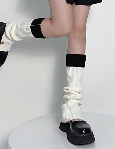 Image of WODECASA Girls Kawaii Leg Warmers Knitted Flared Leg Sleeves Goth Crochet Baggy Cuff Ankle Heap Socks