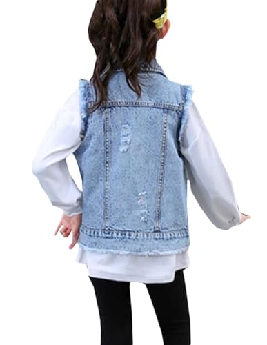 MYtodo Kids Girls Cowboy Leisure Vest Sleeveless Outerwear Denim Cardigan Coat3