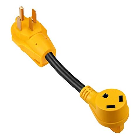 Manshan,50 Amp to 30 Amp RV Adapter, Heavy Duty, Durable and Safer Plug with an Easier Grip and LED Indicator Light Cover
