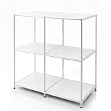 Floordirekt Regal, Metallregal, Sideboard - Weiß, Chrom, 80Hx80Bx40T cm - Modulares Stecksystem im modernen Design, Metall Regal für Wohnzimmer, Büro, Flur - Würfelregal Concept Epure MK-027