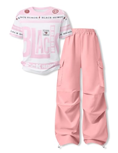 Image of Girls Clothes 2 Piece Short Sleeve T-Shirt Tops & Camo Pants Spring Summer Casual Outfits for Teen Tween Girl 7-14Y