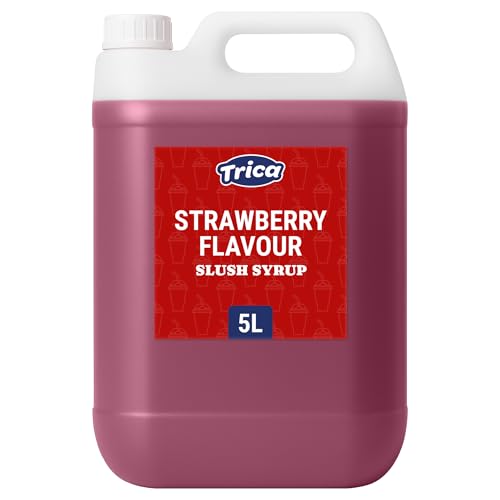 TRICA Strawberry Slush Syrup 5L - Concentrated Strawberry Flavour Snow Cone Syrup for Slush Machines 6:1 Dilution Ratio 5 Litres