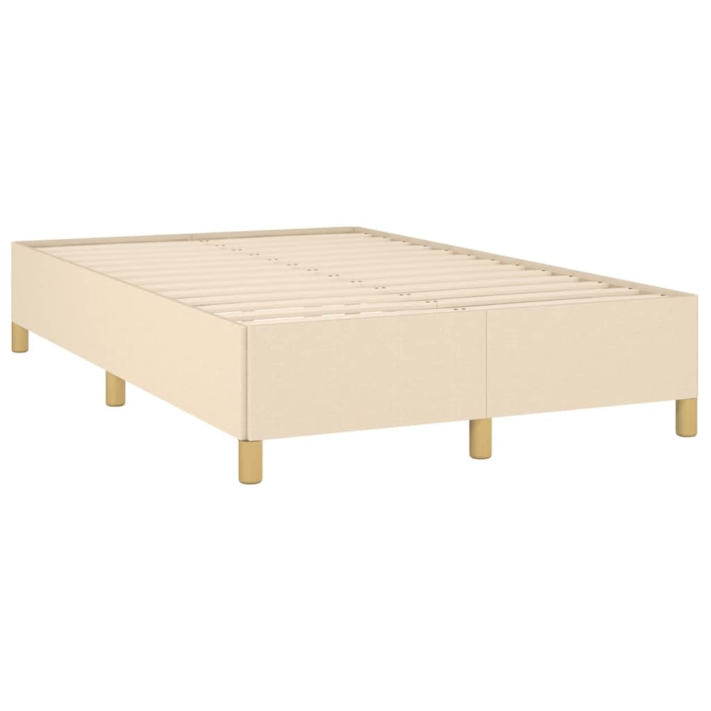 Łóżko kontynentalne z materacem kremowym, 120 x 190 cm, materiałowa rama łóżka z zagłówkiem o regulowanej wysokości i wytrzymałym materacem ze sprężynami kieszeniowymi zapewnia komfortowy sen