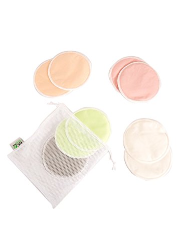 Round Or Contoured | Washable Reusable Bamboo Nursing Pads | Organic Bamboo Breastfeeding Pads | Large (12Cm) | 14 Pack With 2 Bonus Pouches & Free E-Book #TOP1
