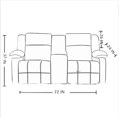 Image of Solis Royale Leatherette Manual 2 Seater Recliner Sofa Chair | Center Console and Cup Holder | Comfortable Lounge Sofa Chair for Living Room, Bedroom, Office, Home (RELAXYARD-Grey)