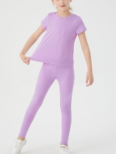 Image of DANI CHINS Girl Athletic Shirt and Compression Leggings Set for Casual Workout Sports