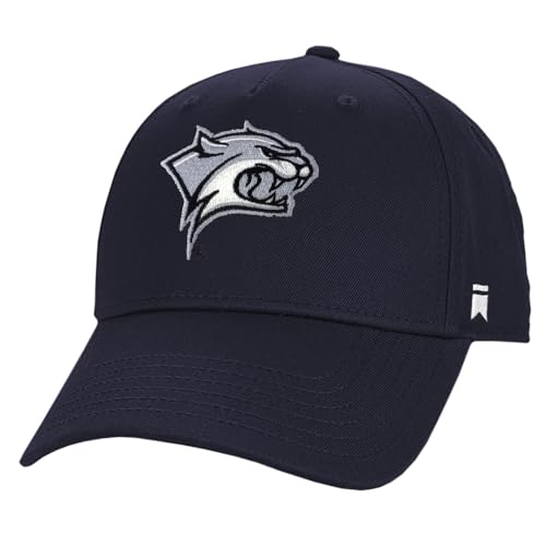 Campus Lab University of New Hampshire Embroidered Primary Logo Official Collegiate Adjustable Strapback 5 Panel Structured Hat - Unisex for Men and Women, Navy