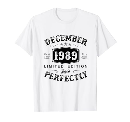 Vintage Regalo 35 Años Cumpleaños Hombre Diciembre 1989 Camiseta
