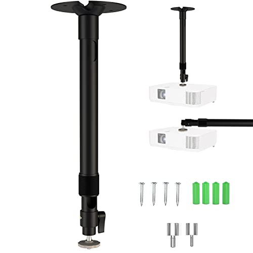 Mioagt Universal Projector Ceiling Mount, 360° Rotatable Head With Extendable Length From 10.22 Inch To 15.73 Inch, 11 Lbs Loading Capacity Anti-Rust Projector Mount, Comes With 2 Adapters, Black #TOP30