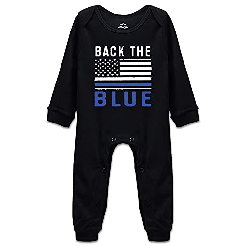 DOQOSESHY Back The Blue Police Officer Infant Bodysuit Climbing Breathable Rompers 0-24 Months