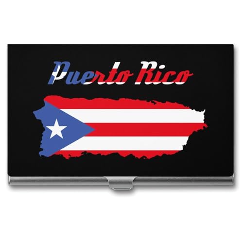 Puerto Flag Map Business Card Holder Alloy Multi Wallet Credit Card ID Pocket Name Case