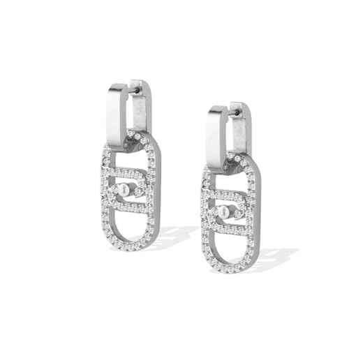 Liu Jo orecchini in acciaio silver logo e zirconi 2,8 cm LJ2811