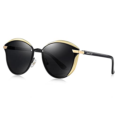 Polarized Sunglasses Women Cat Eye 3D Sheild Side Frame Round Sun Glassess UVA&B Protection3