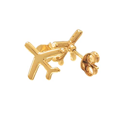 Jewelry Set - Airplane Necklace and Earrings - Premium Quality Gold Plate - Tutti Jewelry - Image 4