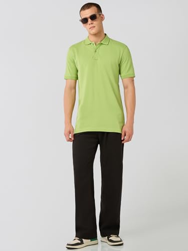 Image of Bewakoof Men Solid Regular Fit Half Sleeve Collar Pure Cotton T-Shirt