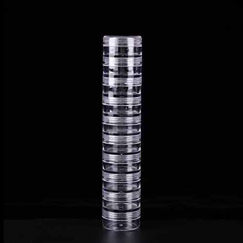 Image of 20 PCS Stackable Plastic Containers, 19x3.5cm / 7.5X.5inClear Storage Box Round Organizer Jars for Beads, Buttons, DIY Art CraftJewelry Nail Accessory