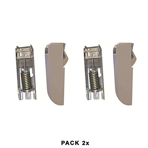 Pack 2 x Bisagras para Arcones Frigoríficos Horizontales en Acero Cincado | para Congelador y Nevera | Con Muelle de 4,5mm | Embellecedor en Poliestireno Blanco