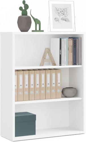 MUEBLES PITARCH | Librería de Oficina o Despacho Baja con Estantes, Librería de Salón, Blanca, 99,5x75,5x33cm (Alto x Ancho x Fondo) Básica, Elegante y Resistente, Colección