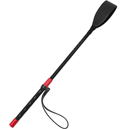 Coolrunner Riding Crop for Horse, 18 Inch Horse Whip with PU Leather Equestrianism Horse Crop Double Slapper Horse Whip Black Crops for Horses (Red)