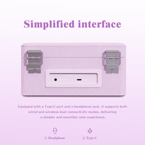 Image of CD Player with Bluetooth Speaker, High-Fidelity Sound, App-Controlled, Magnetic Display for Photos & Pins, Retro Desktop Music Player, Gift for Music Lovers (Light Purple)
