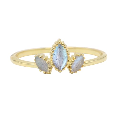 Bague labradorite argent plaqué or 18k | Cadeau mémorable pour femme élégante