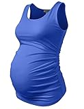 GINKANA Maternity Tank Tops Sleeveless Ruched Pregnancy Clothes,Dark Blue,S