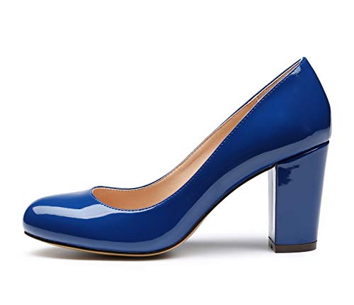 Castamere Women's High Heels Round Toe Slip-On Pumps Block Heel 8CM - Image 3