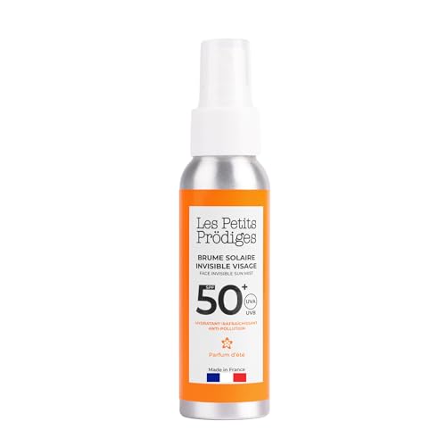 LES PETITS PRODIGES - Brume Solaire Invisible Visage SPF50+ - Protection Anti UVA et UVB, Anti-pollution, Hydrate et Rafraîchit, Compatible Maquillage - Peau Sensible - Made in France - 40ml