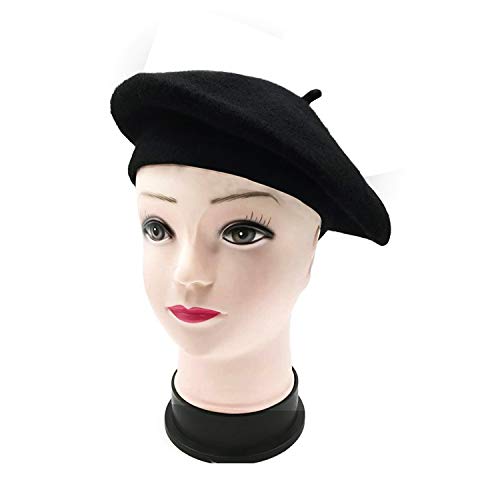 MAYMII·HOME MAYMII Wool Black Beret Hat - French Beret -Solid Color Beret Cap for Women Girls