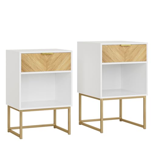 Image of Masupu Extra Large Nightstand,Boho Night Stand Modern Farmhouse Wood Bedside Table with Storage Drawer,Side End Table for Bedroom,Living Room,Office White