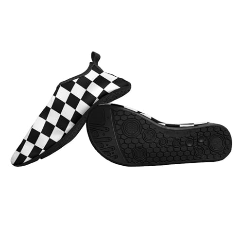 DZUAIKIT Black White Race Checkered Flag Water Shoes for Women Men Soft Sport Outdoor Non-Slip Rubber Quick-Dry Shoes4