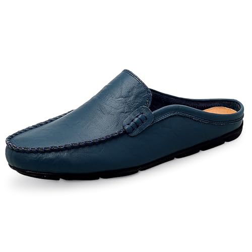 Image of Go Tour Mens Mules Clog Slippers Breathable Punching Leather Slip on Shoes Casual Loafers