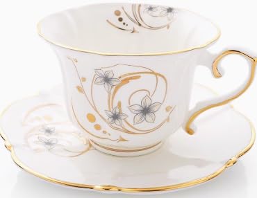 Set di Tazze e piattini da caffè e tè in Ceramica con Tulipani Blu, Set di Tazze da caffè e piattini in Ceramica, Tazza da Latte e Succo, Piatto, Regalo di Compleanno per Ufficio e