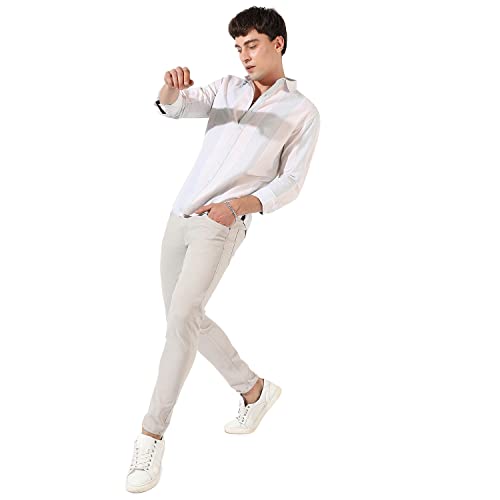 Image of CAHOOT Men's Button Up Shirt for Casual Wear | Regular Fit | Poly Lycra Shirt Crafted with Short Sleeve & Enhanced Stretch Comfort Fit for Everyday Wear