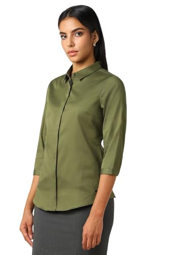 Image of Van Heusen Women's Regular Fit Solid 3 /4 Sleeve Cotton Rich Formal Shirt