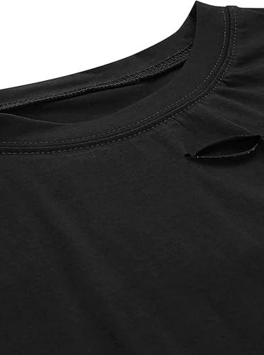 Avanova Women Los Angeles Graphic Distressed Oversized Crop Top Short Sleeve Ripped Boxy Loose Tee Shirt4