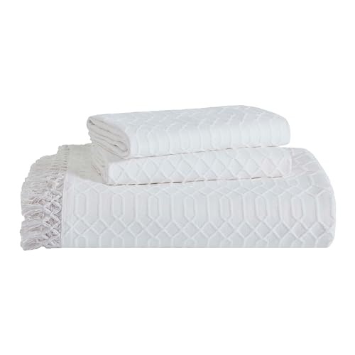 Couvre-lit blanc King Size en coton et polyester Superior pour lit double grand confort