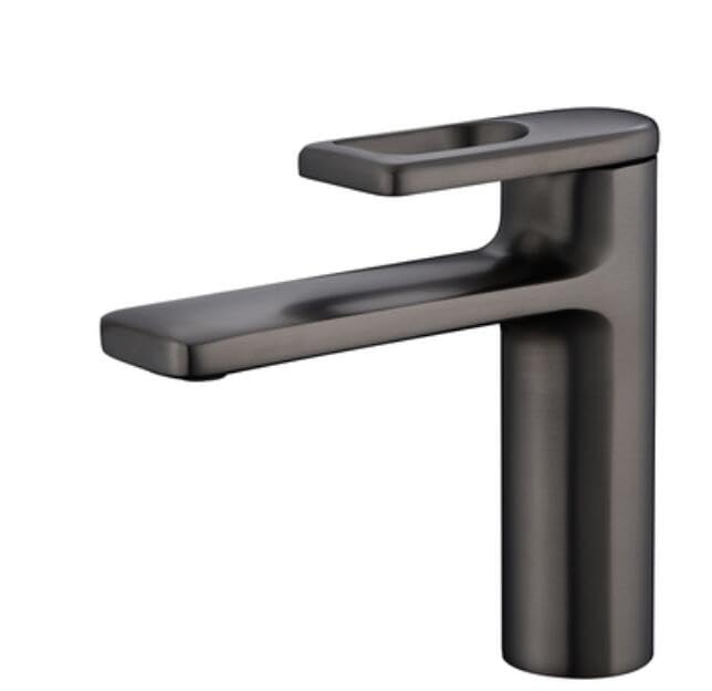 Robinet de salle de bain anti-traces et facile à installer en laiton gris mat