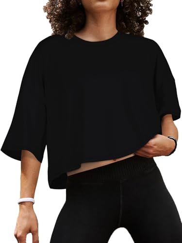 Summer Crop Tops for Womens Casual Half Sleeve Top Loose Fit Short