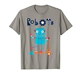 Esta es una camisa de colores brillantes con robot montando un scooter. ¿A tu hijo le gusta jugar con robots? ¿Quieres diseñar e diseñar robótica cuando crezcan?