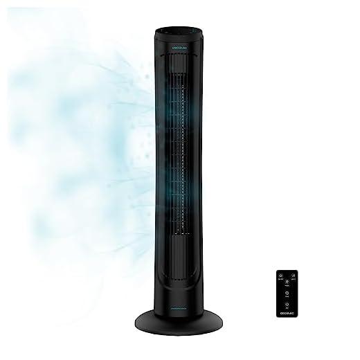 Cecotec Ventilador de Torre Digital con Mando a Distancia y Temporizador EnergySilence 9090 Skyline. 45 W, 40'' (102cm) de Altura, Oscilante, Motor de Cobre, 3 Velocidades, Negro