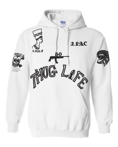 ALLNTRENDS Rapper Tattoos Skull and Crossbones Tattoo Hoodie Graphic Sweatshirt