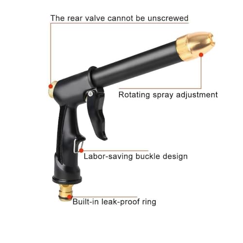 Image of High Pressure Water Spray Gun for Car & Bike Wash - Heavy-Duty Jet Nozzle for Garden Hose, Vehicle Cleaning & Outdoor Washing Tasks
