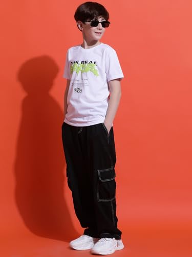 Image of Li'l Tomatoes Boys Cotton T-Shirt | Graphic Printed Half Sleeve Casual Summer Wear | Soft & Breathable | 9-16 Years