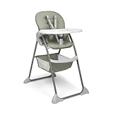 hauck Sit N Fold, Sage - Seggiolone Pappa Pieghevole e Leggero per Bambini da 6 Mesi Fino a 15 kg, Schienale Reclinabile, Cintura a 5 Punti, Vassoio XL Removibile, Cestello Portaoggetti
